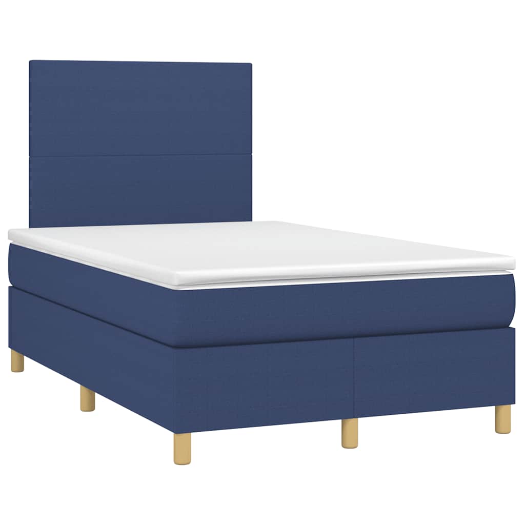 Box Spring Postel S Matrací A Led Textil Modrá