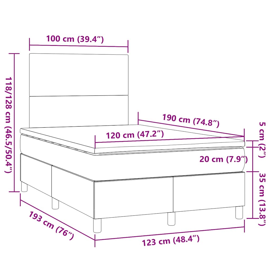 Box Spring Postel S Matrací A Led Textil Modrá