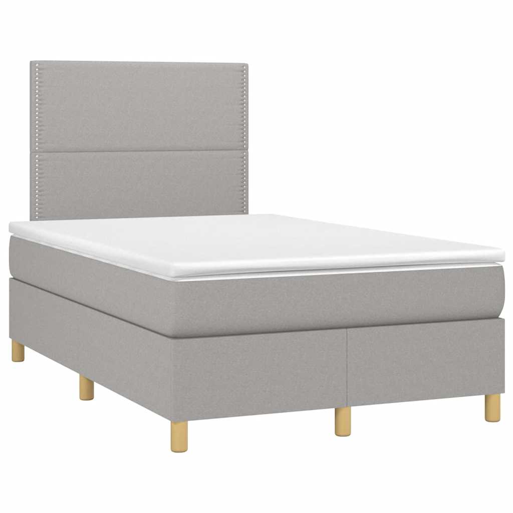 Box Spring Postel S Matrací A Led Textil Světle Šedá