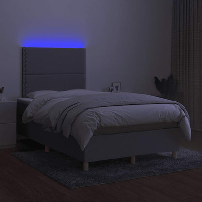 Box Spring Postel S Matrací A Led Textil Světle Šedá