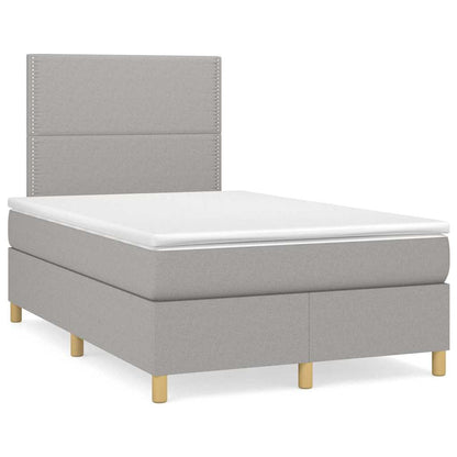 Box Spring Postel S Matrací A Led Textil Světle Šedá