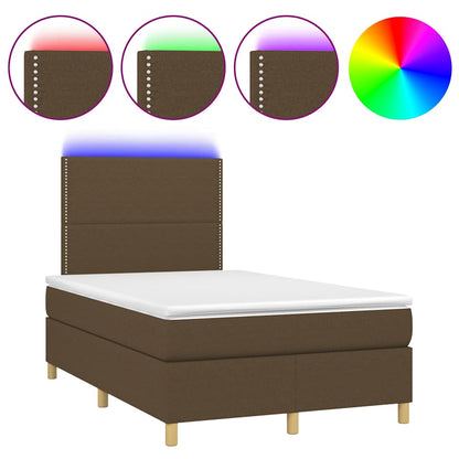 Box Spring Postel S Matrací A Led Tmavě Hnědá 120X190 Cm Textil