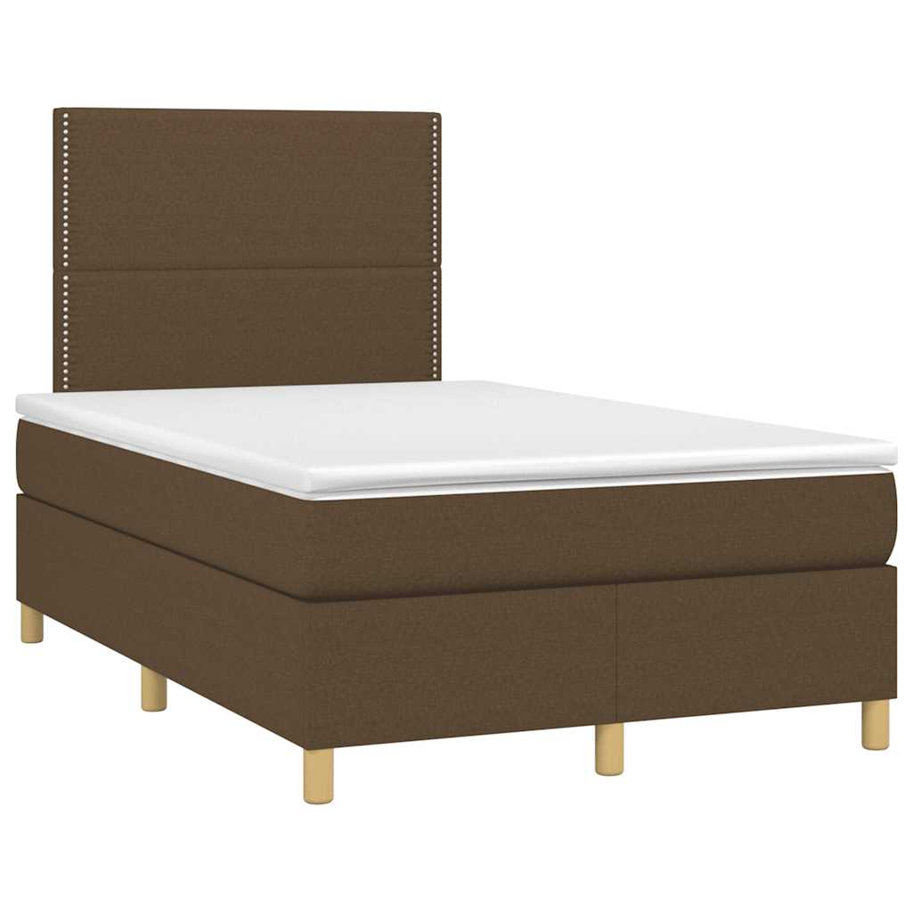 Box Spring Postel S Matrací A Led Tmavě Hnědá 120X190 Cm Textil