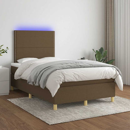 Box Spring Postel S Matrací A Led Tmavě Hnědá 120X190 Cm Textil