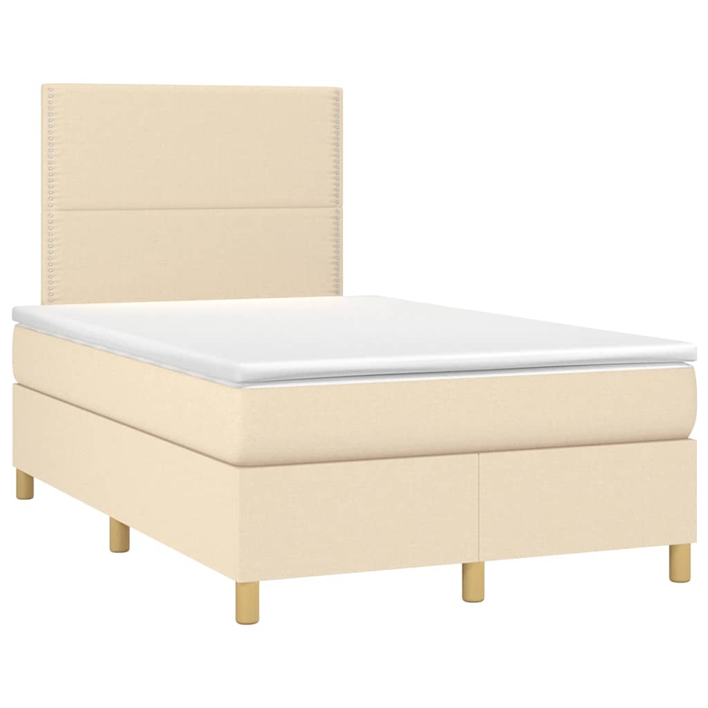 Box Spring Postel S Matrací A Led Textil Krémová
