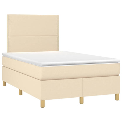 Box Spring Postel S Matrací A Led Textil Krémová