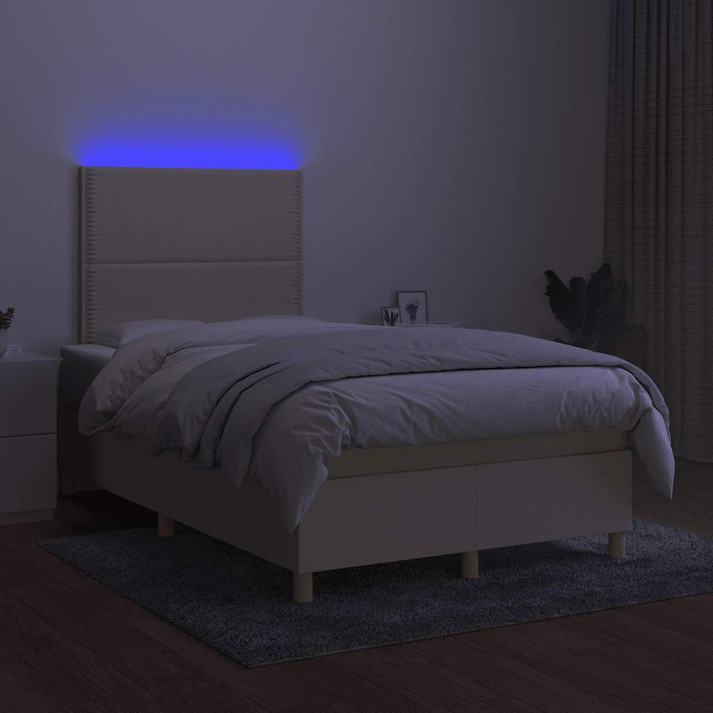 Box Spring Postel S Matrací A Led Textil Krémová