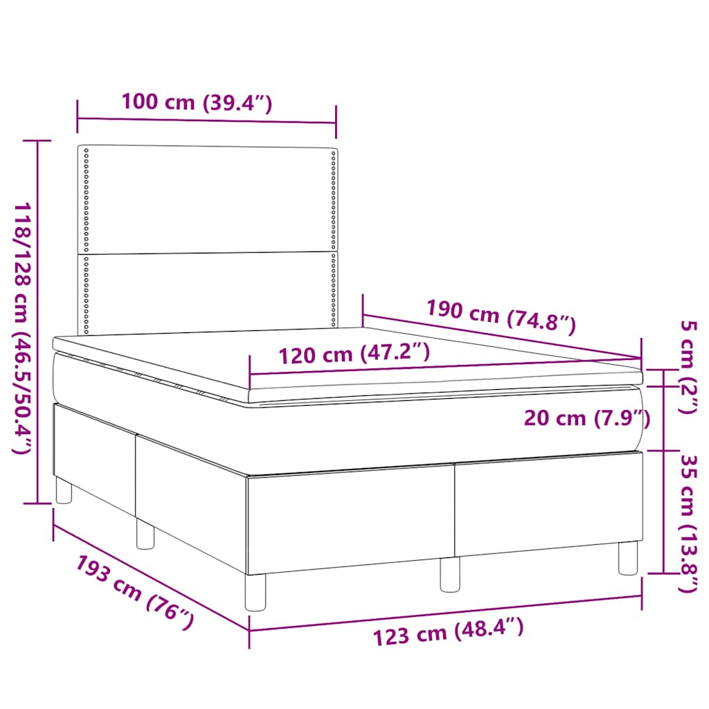 Box Spring Postel S Matrací A Led Textil Krémová