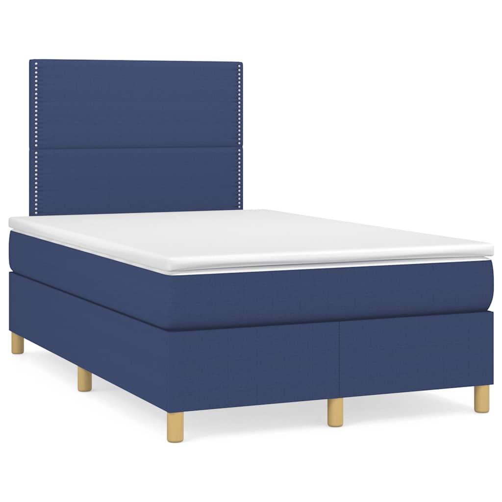 Box Spring Postel S Matrací A Led Textil Modrá