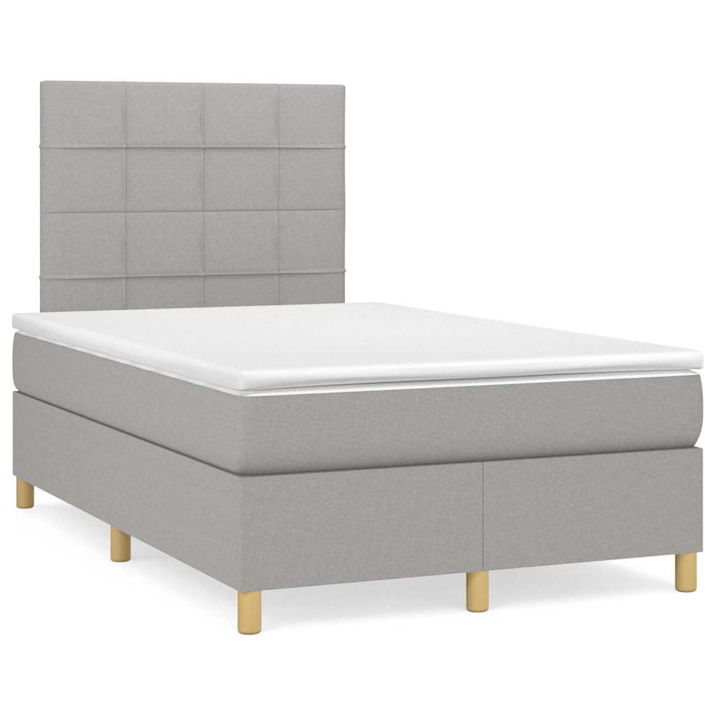 Box Spring Postel S Matrací A Led Textil Světle Šedá