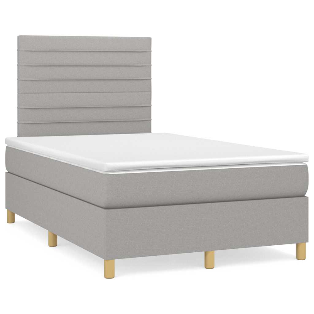 Box Spring Postel S Matrací A Led Textil Světle Šedá