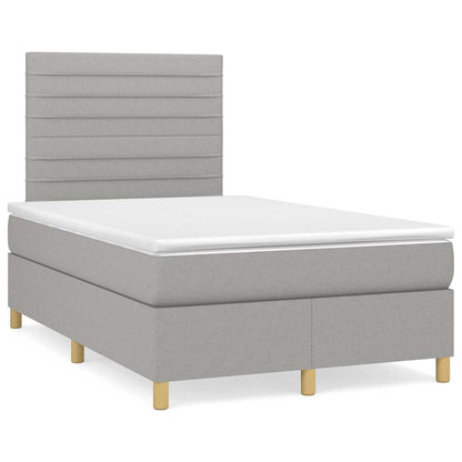 Box Spring Postel S Matrací A Led Textil Světle Šedá
