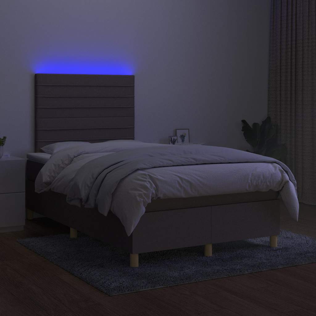 Box Spring Postel S Matrací A Led Taupe 120X190 Cm Textil