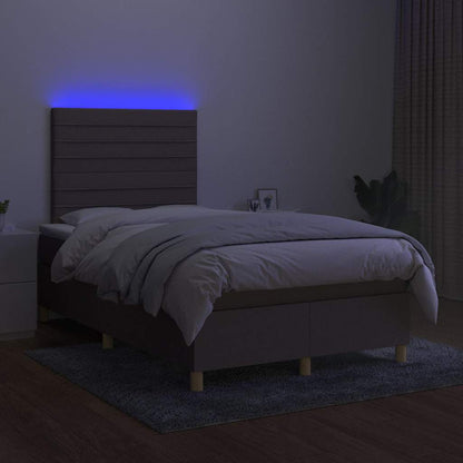 Box Spring Postel S Matrací A Led Taupe 120X190 Cm Textil