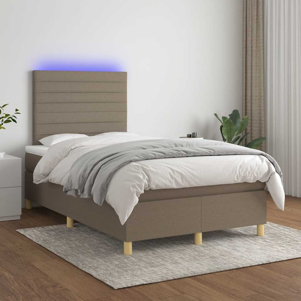 Box Spring Postel S Matrací A Led Taupe 120X190 Cm Textil