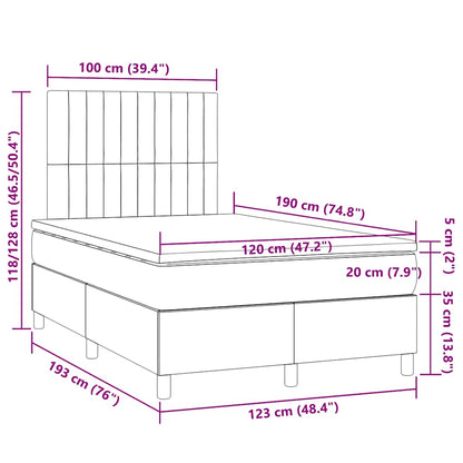 Box Spring Postel S Matrací A Led Tmavě Hnědá 120X190 Cm Textil