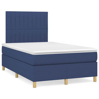 Box Spring Postel S Matrací A Led Textil Modrá