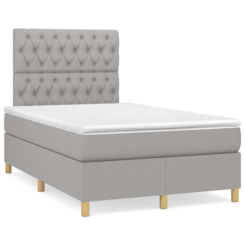 Box Spring Postel S Matrací A Led Textil Světle Šedá