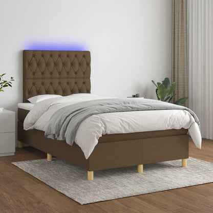 Box Spring Postel S Matrací A Led Tmavě Hnědá 120X190 Cm Textil