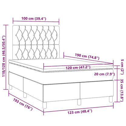 Box Spring Postel S Matrací A Led Tmavě Hnědá 120X190 Cm Textil