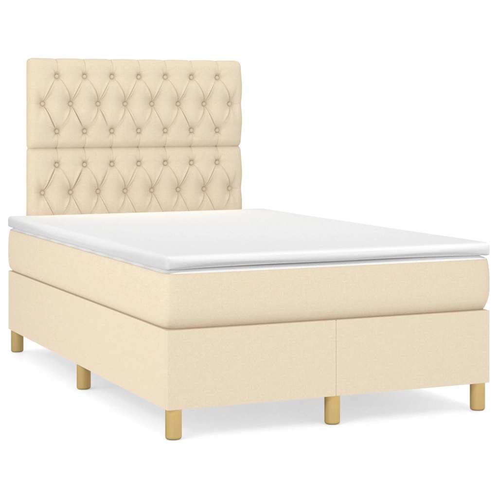 Box Spring Postel S Matrací A Led Textil Krémová