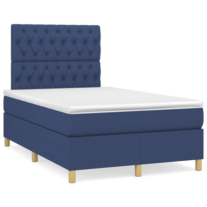 Box Spring Postel S Matrací A Led Textil Modrá