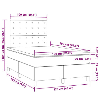 Box Spring Postel S Matrací A Led Tmavě Hnědá 120X190 Cm Textil