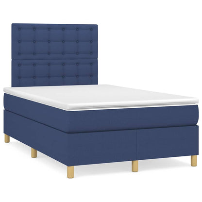 Box Spring Postel S Matrací A Led Textil Modrá
