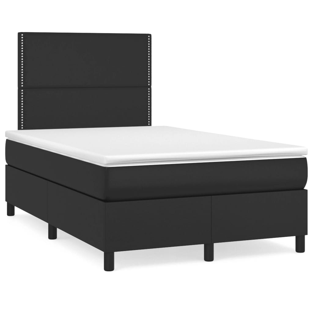 Box Spring Postel S Matrací A Led Černá Umělá Kůže Černá