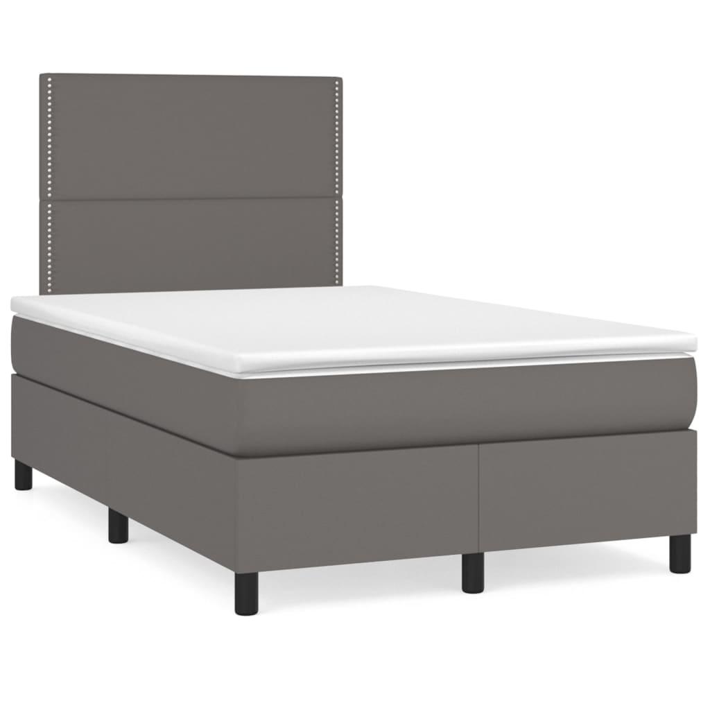 Box Spring Postel S Matrací A Led Šedá Umělá Kůže Šedá