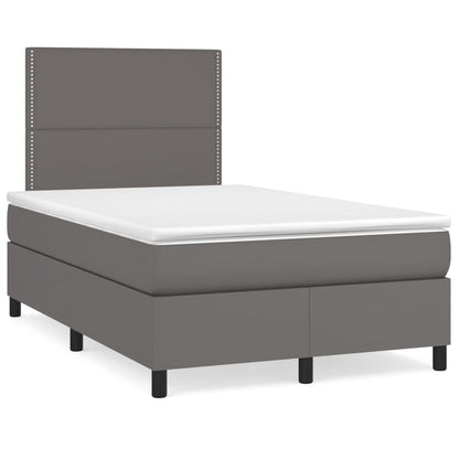 Box Spring Postel S Matrací A Led Šedá Umělá Kůže Šedá