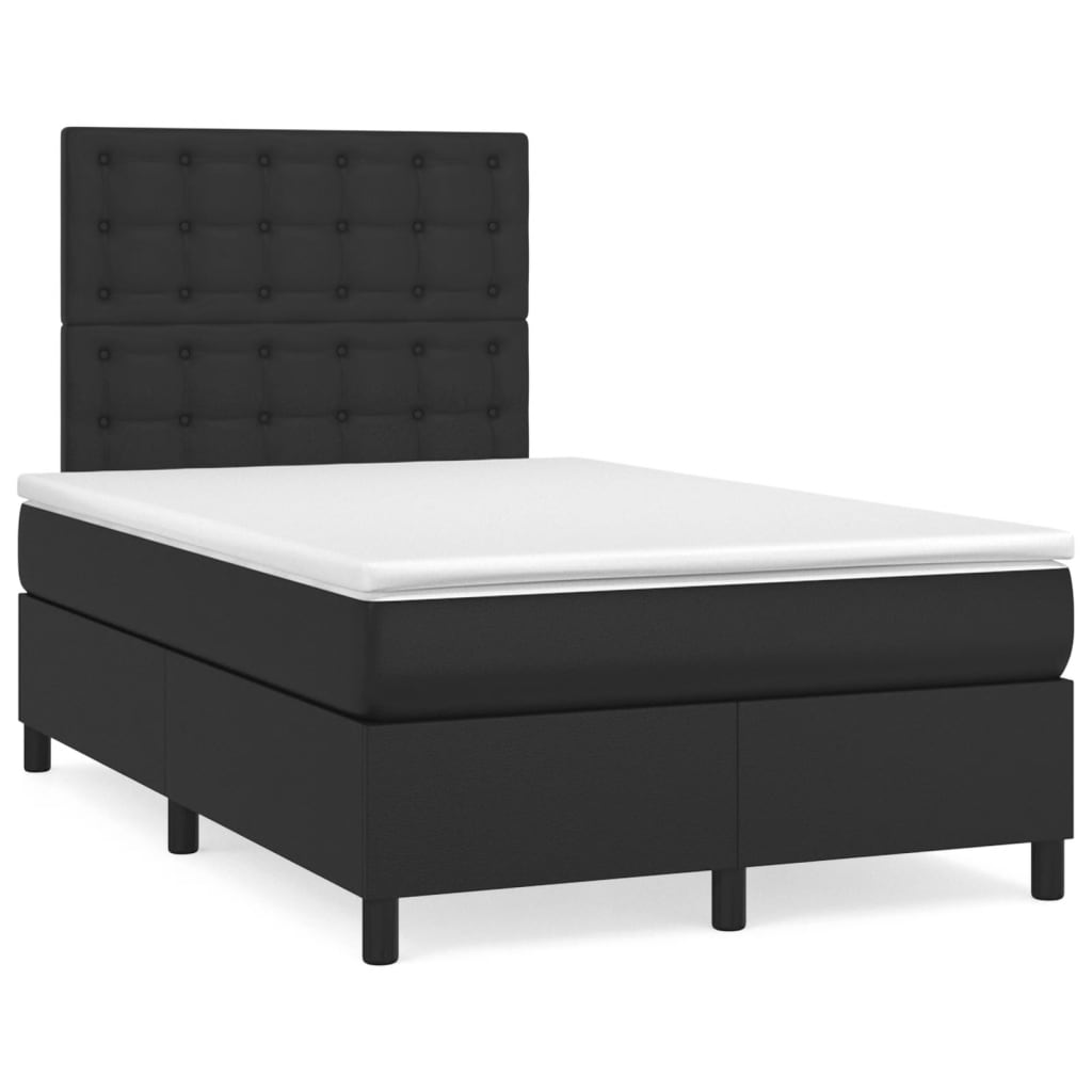 Box Spring Postel S Matrací A Led Černá Umělá Kůže Černá