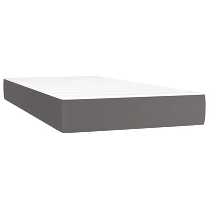 Box Spring Postel S Matrací A Led Šedá Umělá Kůže Šedá