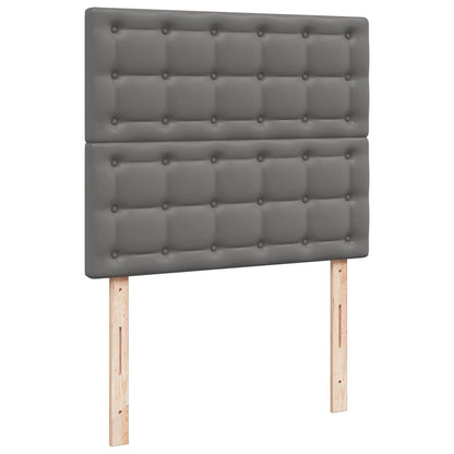 Box Spring Postel S Matrací A Led Šedá Umělá Kůže Šedá