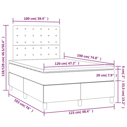 Box Spring Postel S Matrací A Led Šedá Umělá Kůže Šedá