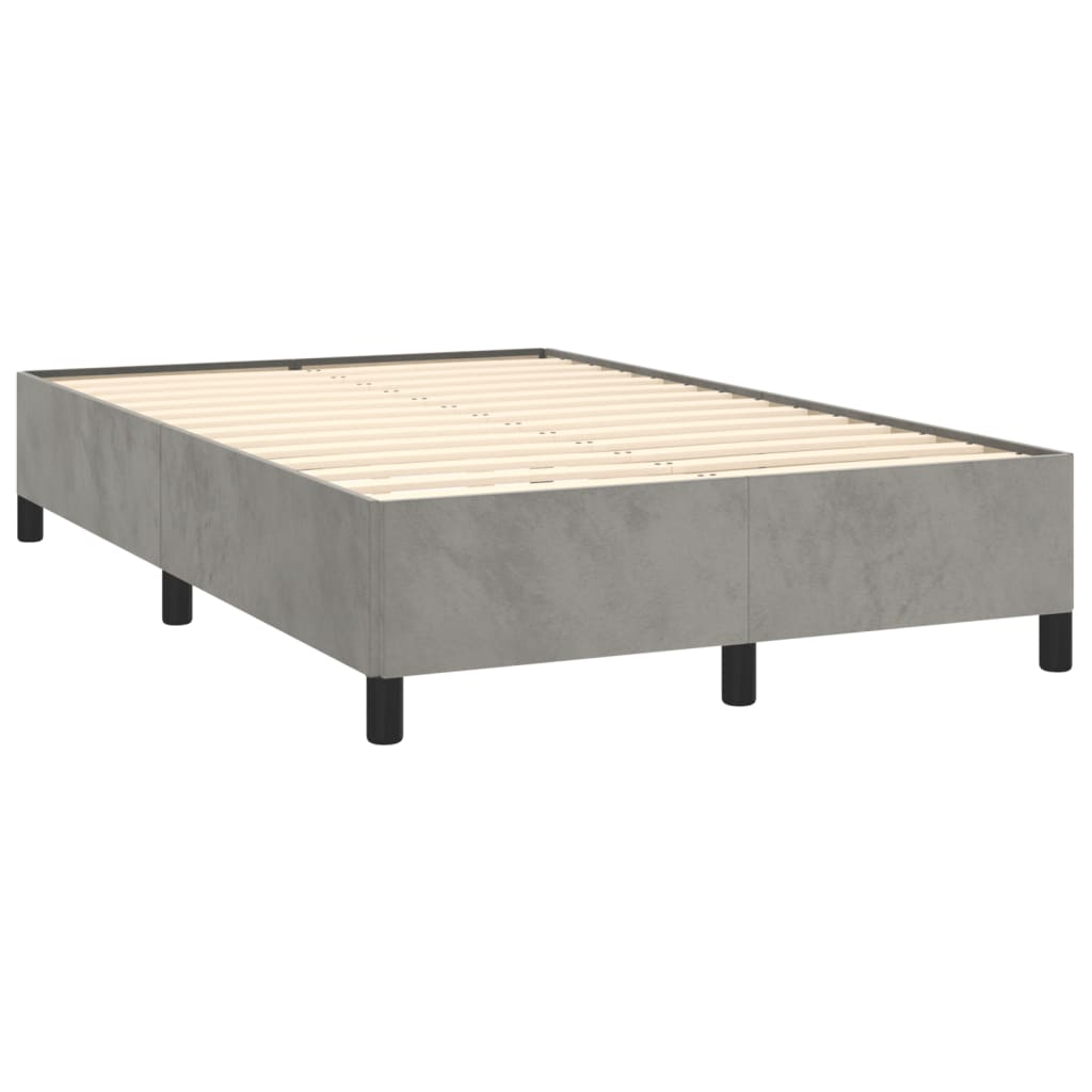 Box Spring Postel S Matrací A Led Samet Světle Šedá