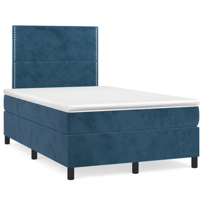Box Spring Postel S Matrací A Led Tmavě Modrá Samet Tmavě Moddrá