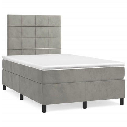 Box Spring Postel S Matrací A Led Samet Světle Šedá