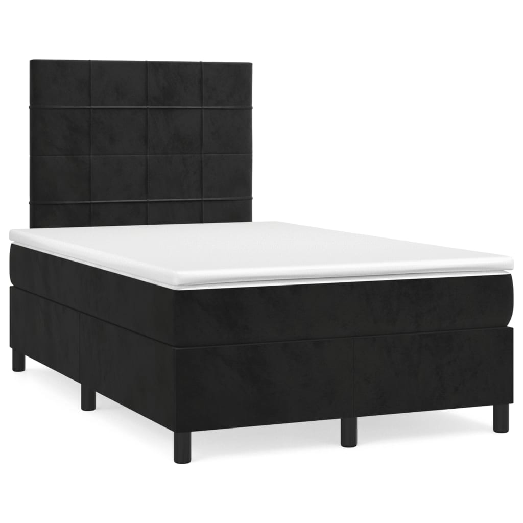Box Spring Postel S Matrací A Led Černá Samet Černá