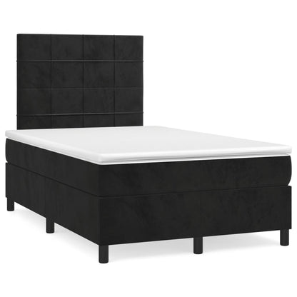 Box Spring Postel S Matrací A Led Černá Samet Černá