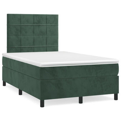 Box Spring Postel S Matrací A Led Samet Tmavě Zelená