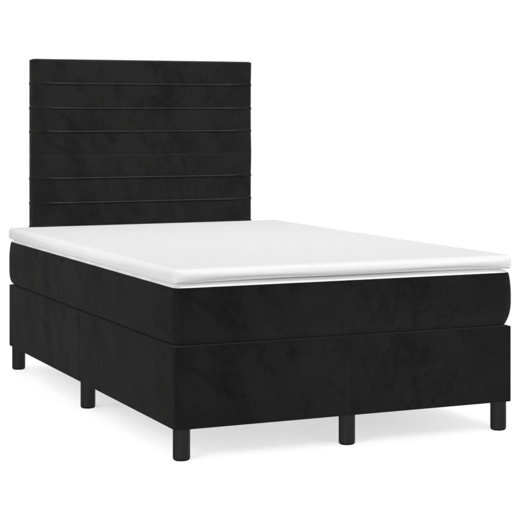 Box Spring Postel S Matrací A Led Černá Samet Černá