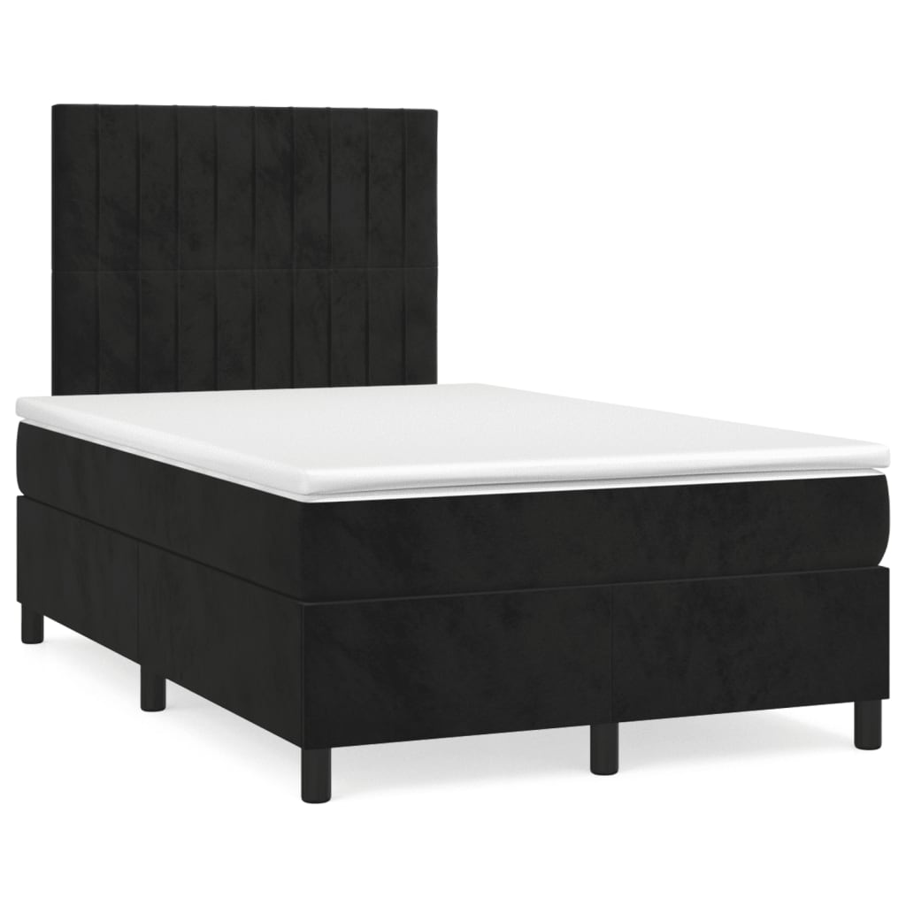 Box Spring Postel S Matrací A Led Černá Samet Černá
