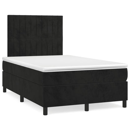 Box Spring Postel S Matrací A Led Černá Samet Černá