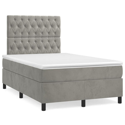 Box Spring Postel S Matrací A Led Samet Světle Šedá