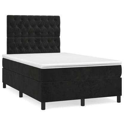 Box Spring Postel S Matrací A Led Černá Samet Černá