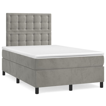 Box Spring Postel S Matrací A Led Samet Světle Šedá