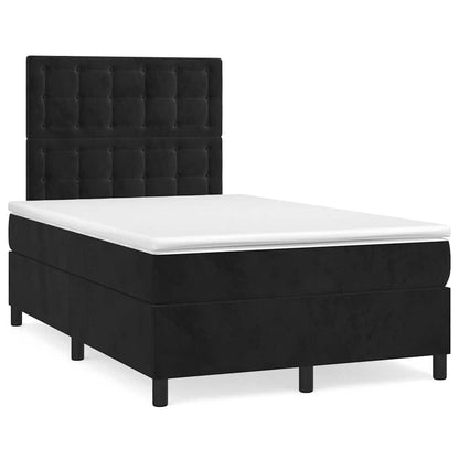 Box Spring Postel S Matrací A Led Černá Samet Černá