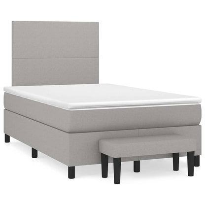 Box Spring Postel S Matrací Textil Světle Šedá