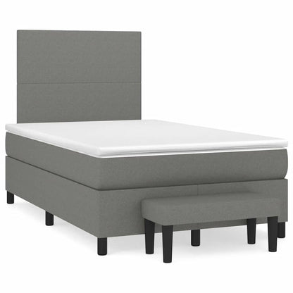 Box Spring Postel S Matrací Textil Tmavě Šedá